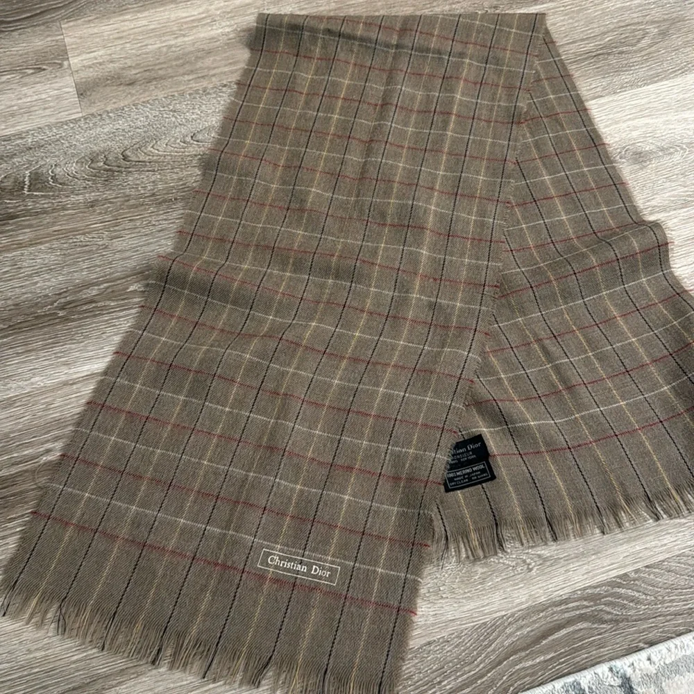 Christian Dior vintage wool plaid scarf